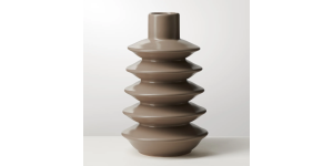 Alba Layered Ring 9.5h Ceramic Vase - Matte Brown (2)