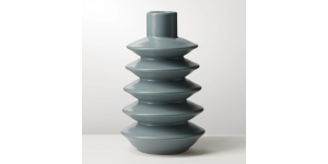 Alba Layered Ring 9.5h Ceramic Vase - Matte Slate Blue (2)