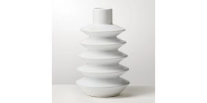 Alba Layered Ring 9.5h Ceramic Vase - Matte White (2)