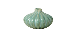 Allium Gourd 3h” Reactive Green Glaze Ceramic Vase