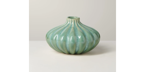 Allium Gourd 3h” Reactive Green Glaze Ceramic Vase