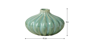 Allium Gourd 3h” Reactive Green Glaze Ceramic Vase