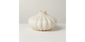 Allium Gourd 3h” Reactive White Glaze Ceramic Vase