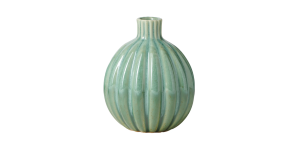 Allium Gourd 5h Reactive Green Glaze Ceramic Vase (1)