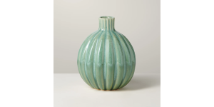 Allium Gourd 5h Reactive Green Glaze Ceramic Vase (2)