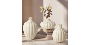 Allium Gourd 5h” Reactive White Glaze Ceramic Vase