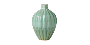 Allium Gourd 6h” Reactive Green Glaze Ceramic Vase