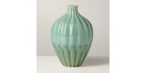 Allium Gourd 6h” Reactive Green Glaze Ceramic Vase