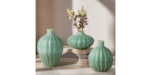 Allium Gourd 6h” Reactive Green Glaze Ceramic Vase