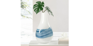 Andrea Swirl Glass 14.25h Bulb Vase - White (5)