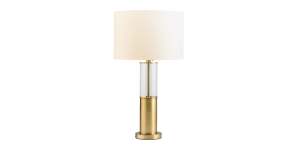 Ashton Glass Column Brushed Gold Metal Table Lamp