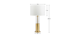 Ashton Glass Column Brushed Gold Metal Table Lamp