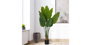 Banana Leaf Tree 47h” Potted Faux Plant
