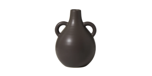 Capri Double Handle 7h” Ceramic Teardrop Urn Vase – Matte Brown