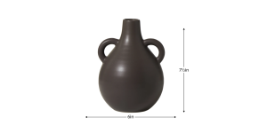 Capri Double Handle 7h Ceramic Teardrop Urn Vase - Matte Brown (4)