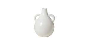 Capri Double Handle 7h Ceramic Teardrop Urn Vase - Matte White (1)