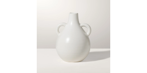 Capri Double Handle 7h Ceramic Teardrop Urn Vase - Matte White (2)