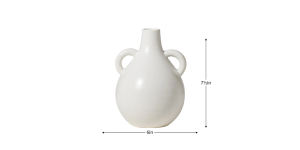 Capri Double Handle 7h Ceramic Teardrop Urn Vase - Matte White (4)