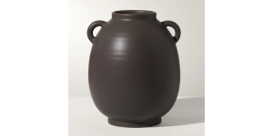 Capri Double Handle 9h Ceramic Oval Urn Vase - Matte Brown (2)