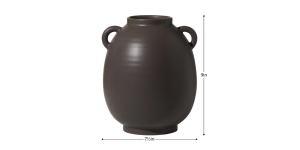 Capri Double Handle 9h Ceramic Oval Urn Vase - Matte Brown (4)