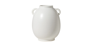 Capri Double Handle 9h Ceramic Oval Urn Vase - Matte White (1)