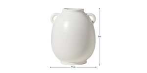 Capri Double Handle 9h Ceramic Oval Urn Vase - Matte White (4)