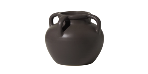 Capri Four Handle 6h Ceramic Pot Urn Vase - Matte Brown (1)