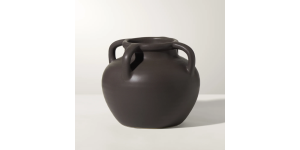 Capri Four Handle 6h Ceramic Pot Urn Vase - Matte Brown (2)