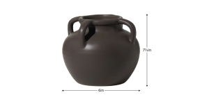 Capri Four Handle 6h Ceramic Pot Urn Vase - Matte Brown (4)