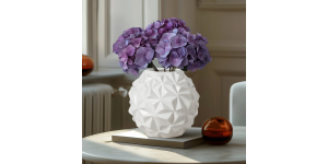 Crumple Ball 7.25 Diameter White Ceramic Vase (2)