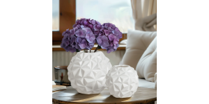 Crumple Ball 7.25 Diameter White Ceramic Vase (8)