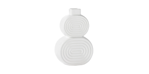 Echo Ribbed Round 2 Tier 9h White Ceramic Vase (1)