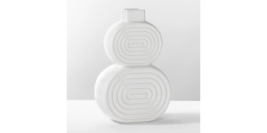 Echo Ribbed Round 2 Tier 9h White Ceramic Vase (2)