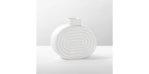 Echo Ribbed Round 5.5h” White Ceramic Vase