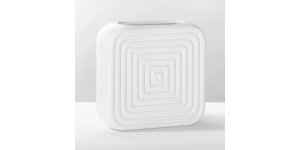 Echo Ribbed Square 7h” White Ceramic Vase