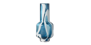 Fusion Abstract 12.5h White & Blue Glass Vase (1)