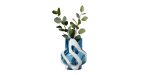 Fusion Abstract 8h White & Blue Glass Vase (3)