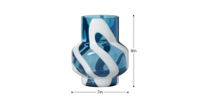 Fusion Abstract 8h White & Blue Glass Vase (4)