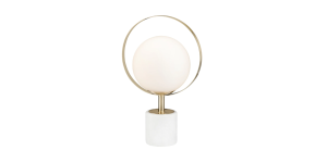 Halo Frosted Glass Globe 16h” Marble Base Table Lamp