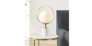 Halo Frosted Glass Globe 16h” Marble Base Table Lamp