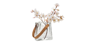 Handbag Clear Glass 6.5h Vase with Faux Leather Handle (3)