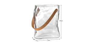 Handbag Clear Glass 9.5h Vase with Faux Leather Handle (4)