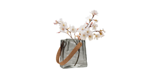 Handbag Smoke Glass 6.5h Vase with Faux Leather Handle (3)