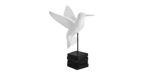 Hummingbird 21h” White Polystone Decor Sculpture on Stand