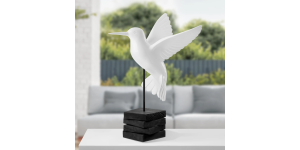 Hummingbird 21h” White Polystone Decor Sculpture on Stand