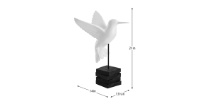 Hummingbird 21h” White Polystone Decor Sculpture on Stand