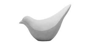 Large Finch Bird Cement Grey Polystone Decor Sculpture – Head Down