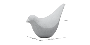 Large Finch Bird Cement Grey Polystone Decor Sculpture – Head Down