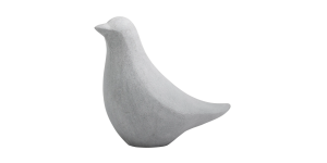 Large Finch Bird Cement Grey Polystone Decor Sculpture - Head Up (1)