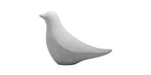 Large Finch Bird Cement Grey Polystone Decor Sculpture - Head Up (3)